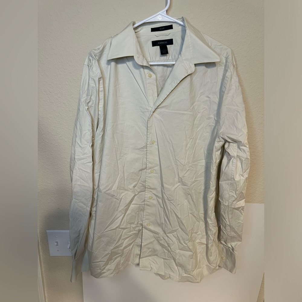 Express Off-White Button-Up Shirt